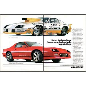 1986 Chevy Camaro Goodyear Eagles 2 Page Vintage Print Ad Levi Garrett Wall Art